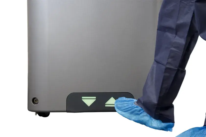Foot activating foot pedal on STERRAD 100NX Sterilizer