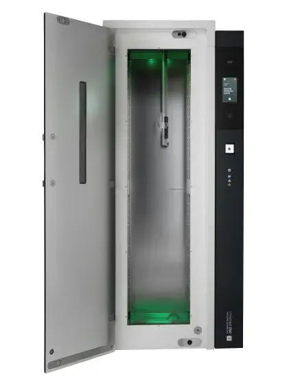 UV SMART D60 System with door open and green light showing cycle successful