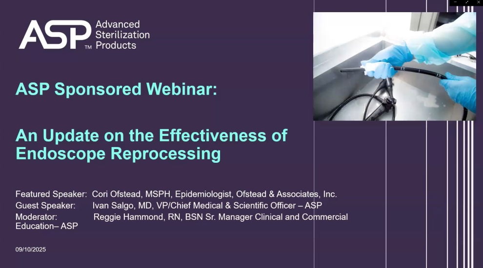 ASP Sponsored Webinar: An Update on the Effectiveness of Endoscope Reprocessing